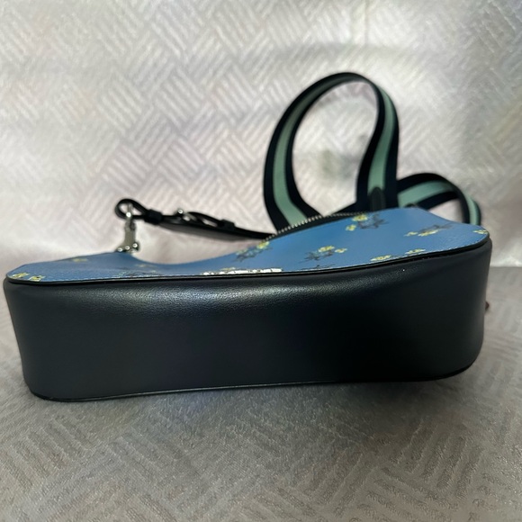 Coach Jes Baguette with Floral Bow Print Silver/Blue Multi Smooth Leather - Picture 4 of 4